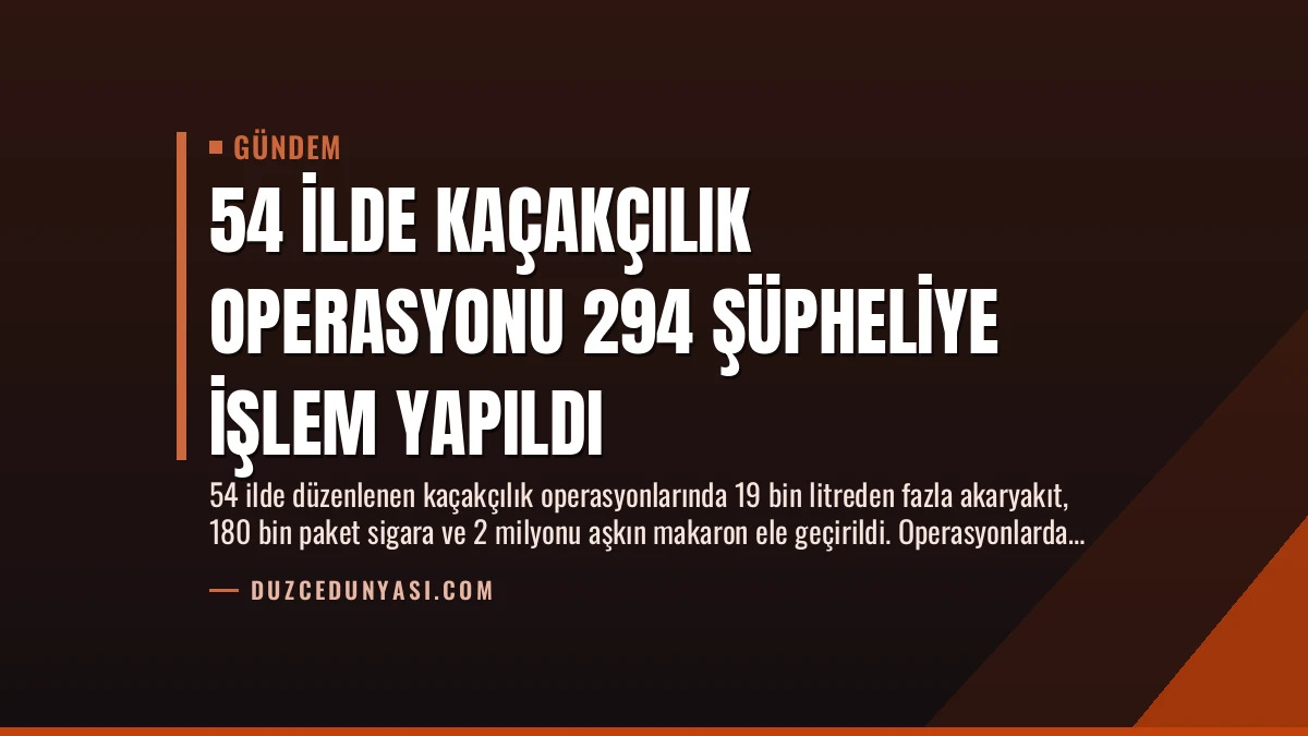 54 İlde Kaçakçılık Operasyonu 294 Şüpheliye İşlem Yapıldı