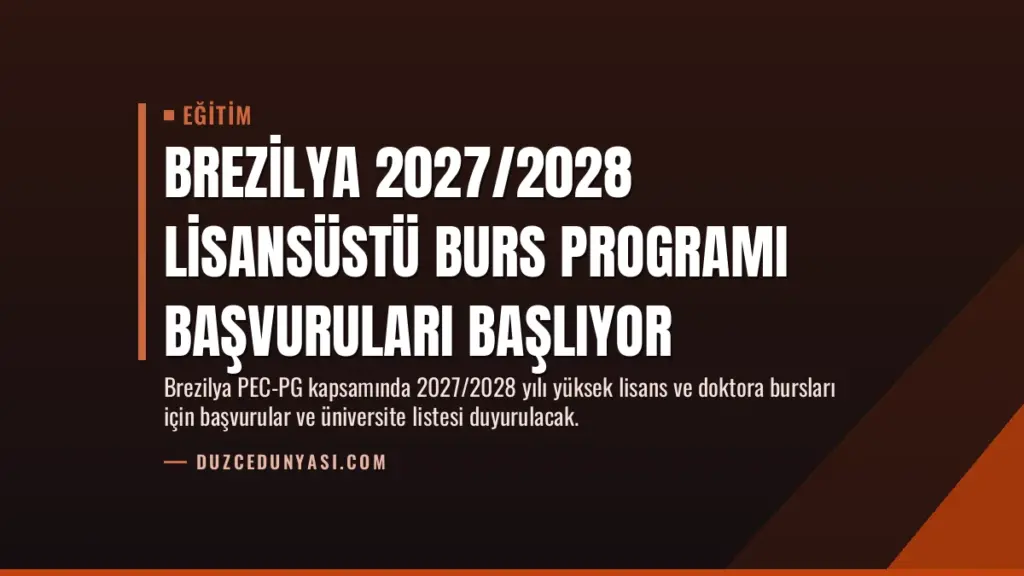Brezilya 2027/2028 Lisansüstü Burs Programı Başvuruları Başlıyor