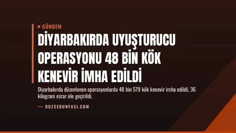 Diyarbakırda Uyuşturucu Operasyonu 48 Bin Kök Kenevir İmha Edildi