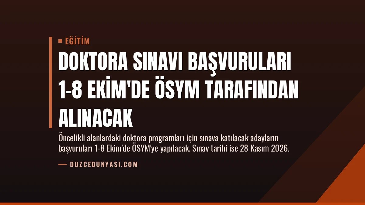 Doktora Sınavı Başvuruları 1-8 Ekim’de ÖSYM Tarafından Alınacak