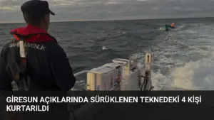 Giresun açıklarında sürüklenen teknedeki 4 kişi kurtarıldı