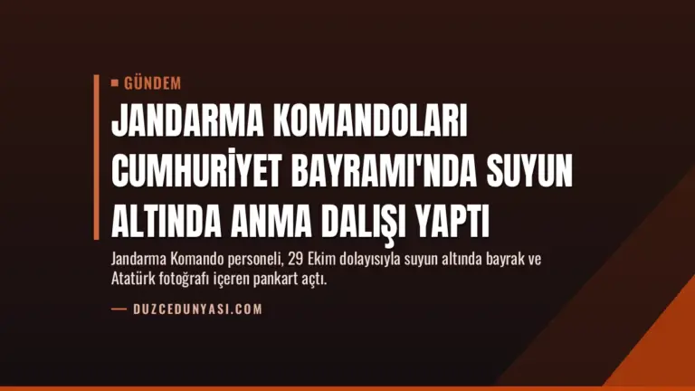 Jandarma Komandoları Cumhuriyet Bayramı'nda Suyun Altında Anma Dalışı Yaptı