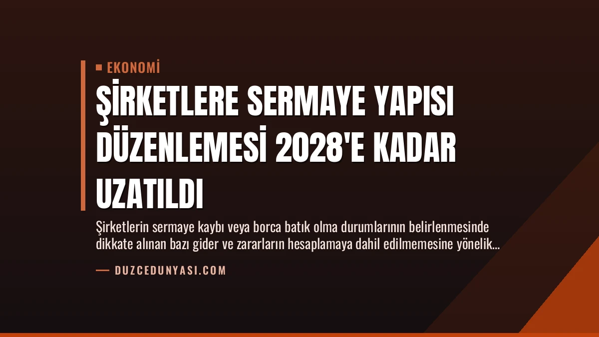 Şirketlere Sermaye Yapısı Düzenlemesi 2028’e Kadar Uzatıldı