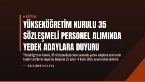 Yükseköğretim Kurulu 35 Sözleşmeli Personel Alımında Yedek Adaylara Duyuru